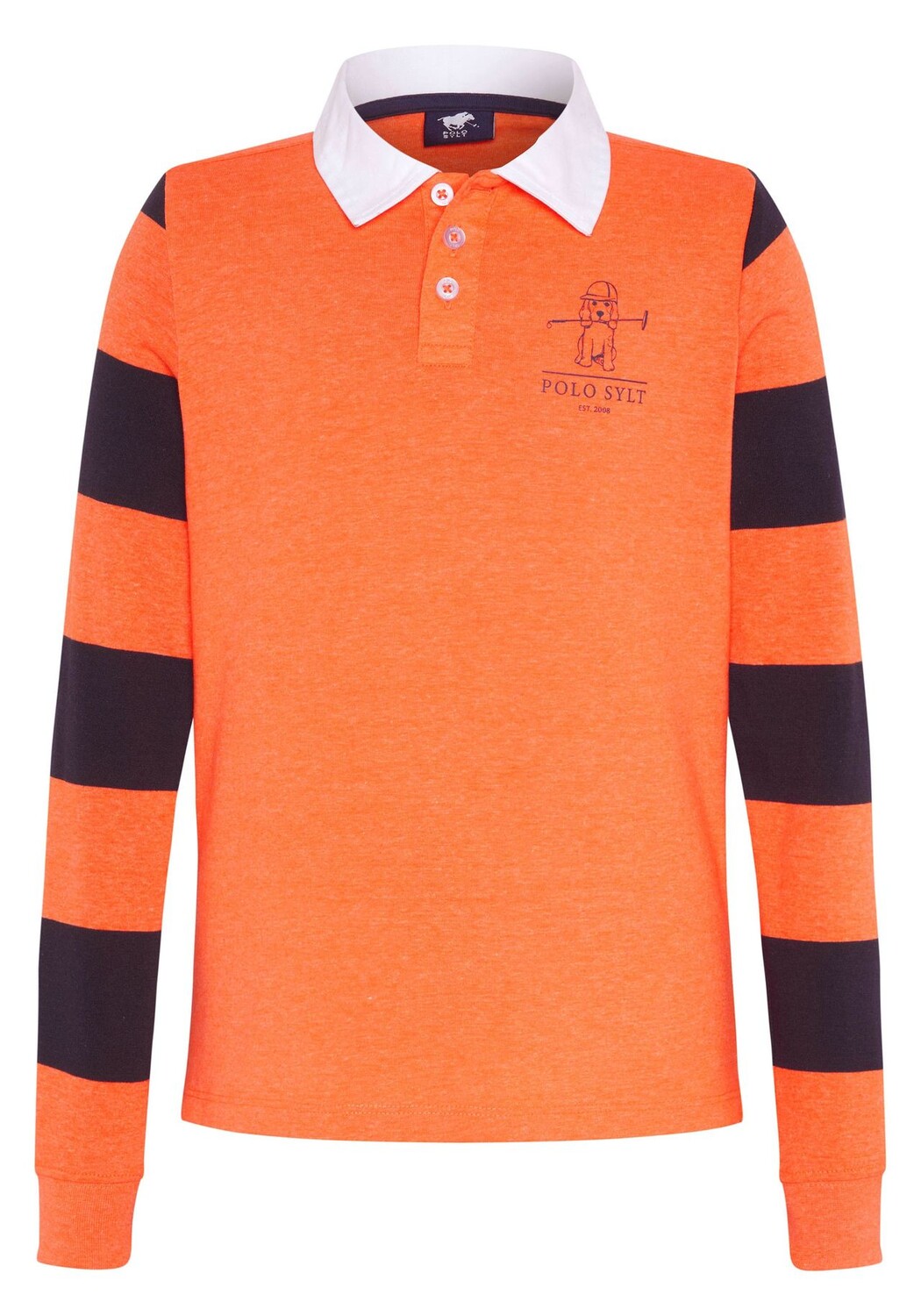 Рубашка с длинными рукавами в стиле поло и полосатыми рукавами POLO SYLT, цвет Shocking Orange
