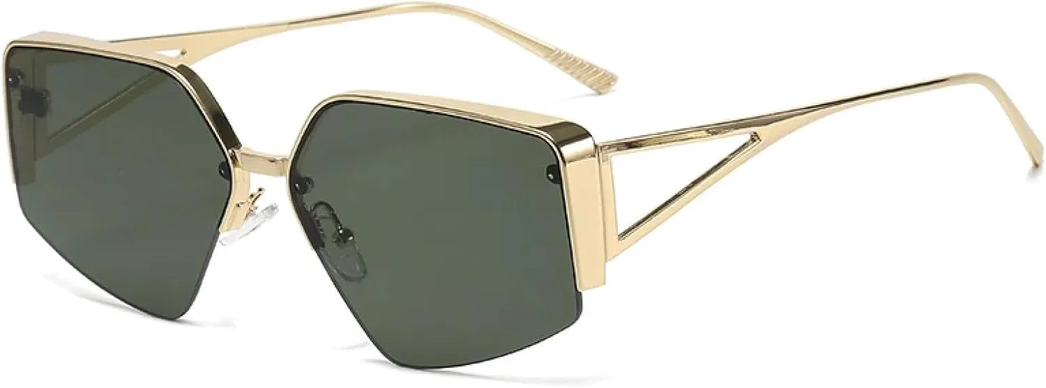 Высококачественные солнцезащитные очки в полуободковой оправе для женщин, модный тренд, многоугольная большая оправа, солнцезащитные очки TVTBBVV, Gold Green
Высококачественные солнцезащитные очки в полуободковой оправе для женщин, модный тренд, многоугольная большая оправа, солнцезащитные очки TVTBBVV, Gold Green