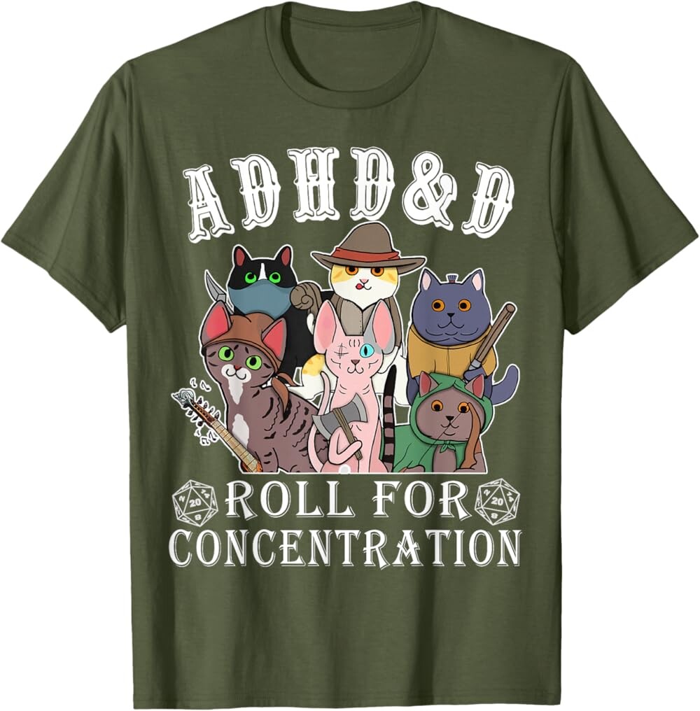 Мужская футболка Funny Tees Gamer RPG Apparel Cats RPG Gamer Roll For Concentration D20 Dice Nerdy, оливковый
Мужская футболка Funny Tees Gamer RPG Apparel Cats RPG Gamer Roll For Concentration D20 Dice Nerdy, оливковый