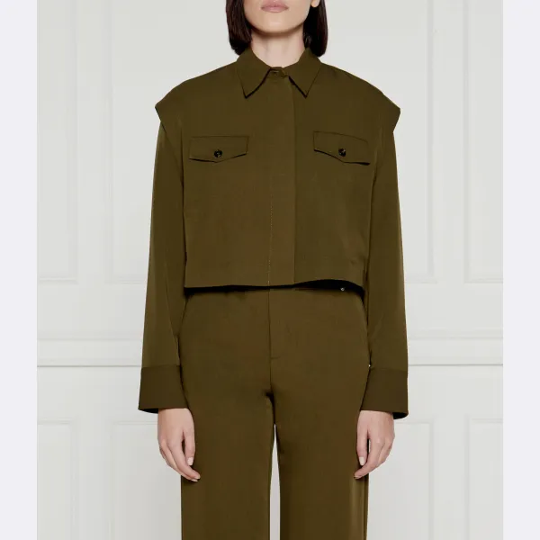 Укороченная рубашка Pinko, хаки 
Укороченная рубашка Pinko, хаки