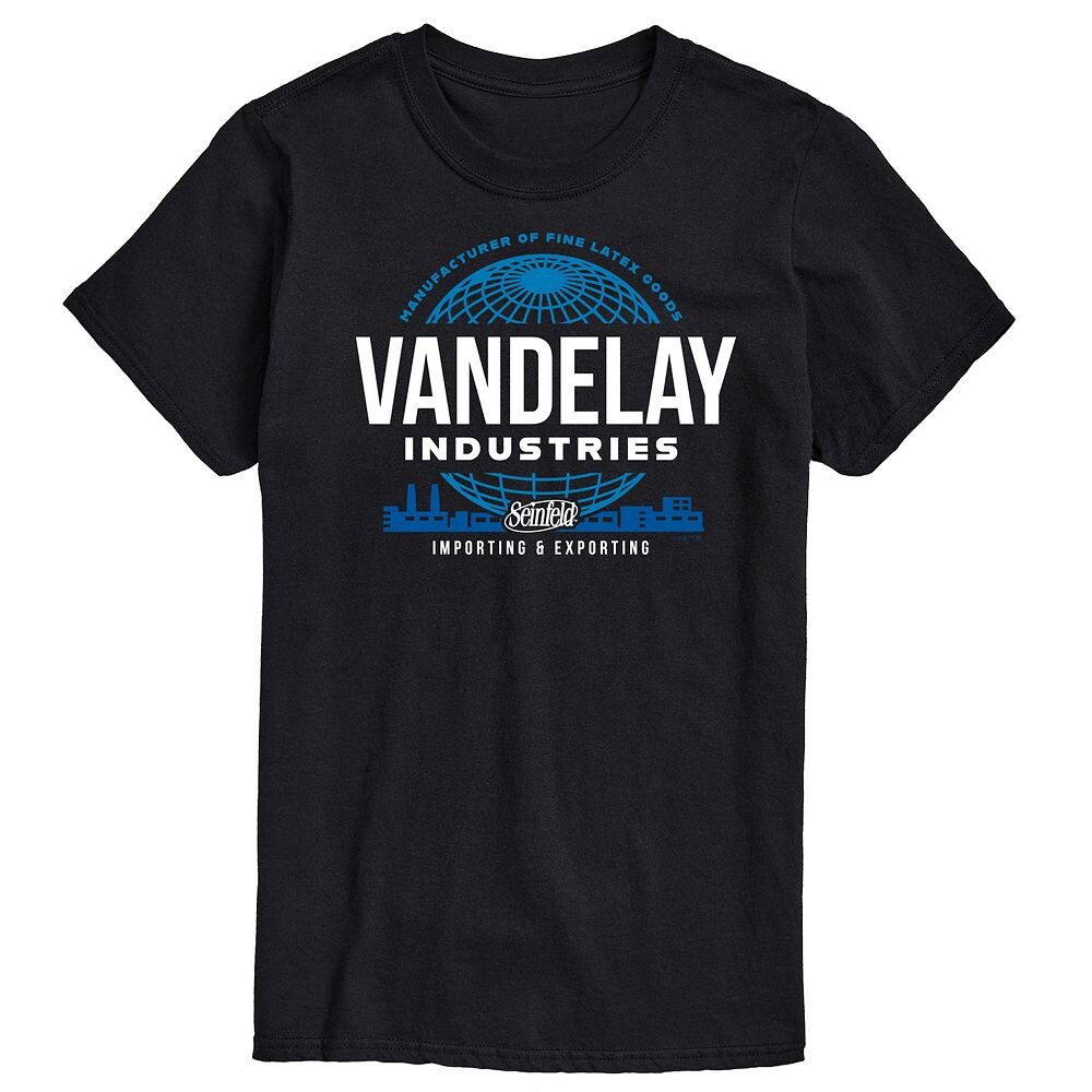 Мужская футболка с рисунком Seinfeld Vandelay Industries Licensed Character, черный 
Мужская футболка с рисунком Seinfeld Vandelay Industries Licensed Character, черный