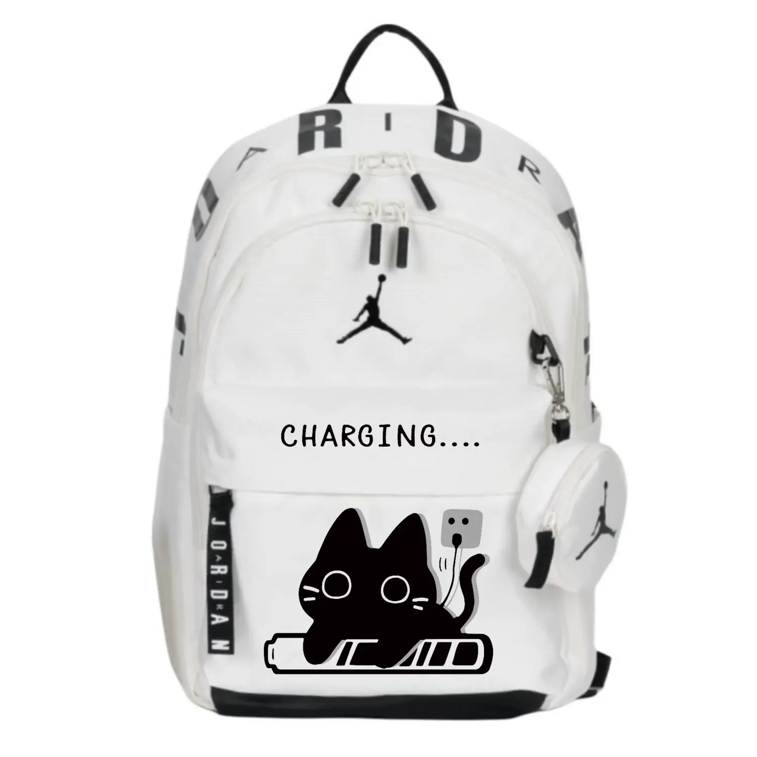 Jordan Полиэстеровый рюкзак обычный унисекс белый, Charging Cat
Jordan Полиэстеровый рюкзак обычный унисекс белый, Charging Cat