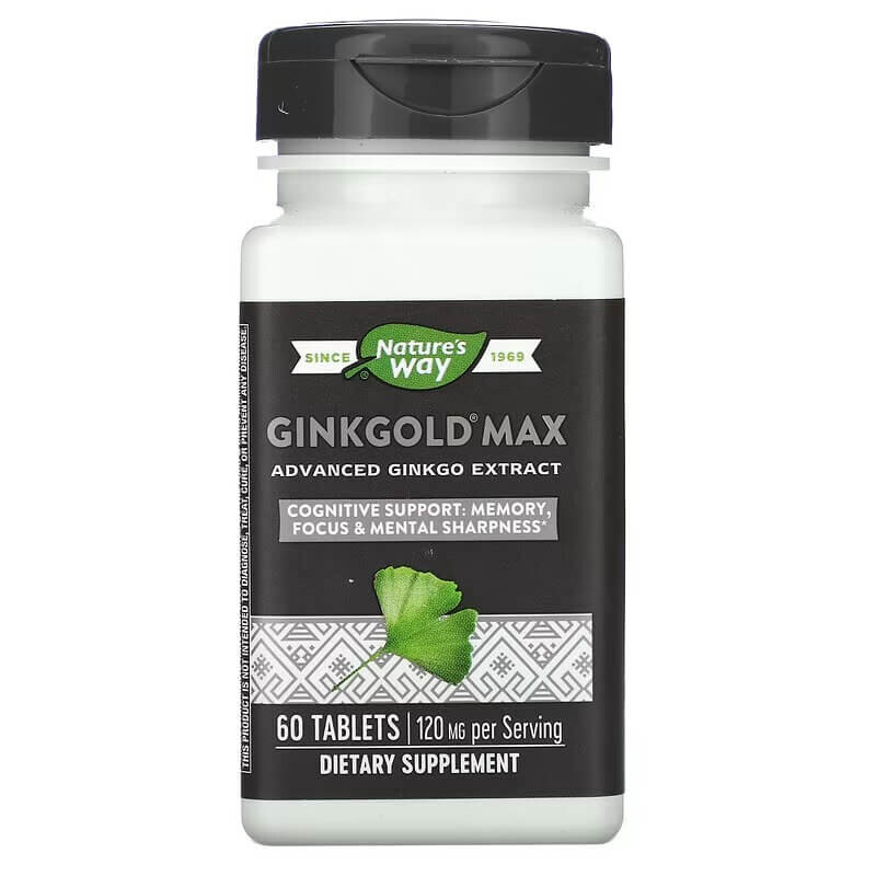Ginkgold Max Nature's Way 120 мг, 60 таблеток
Ginkgold Max Nature's Way 120 мг, 60 таблеток
