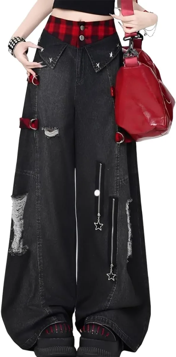 Джинсы Harajuku Gothic с высокой талией и прямыми штанинами kakarin choyx
Джинсы Harajuku Gothic с высокой талией и прямыми штанинами kakarin choyx