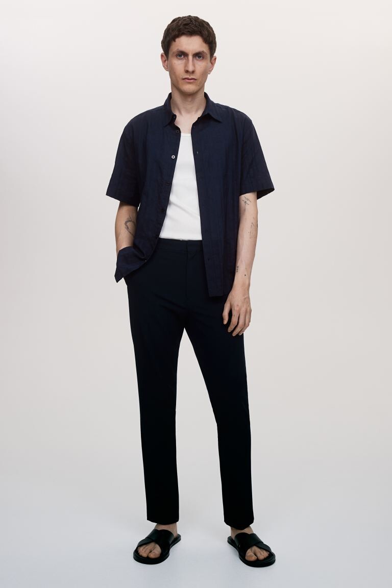 Рубашка структурированного силуэта обычного кроя H&M, синий
Рубашка структурированного силуэта обычного кроя H&M, синий