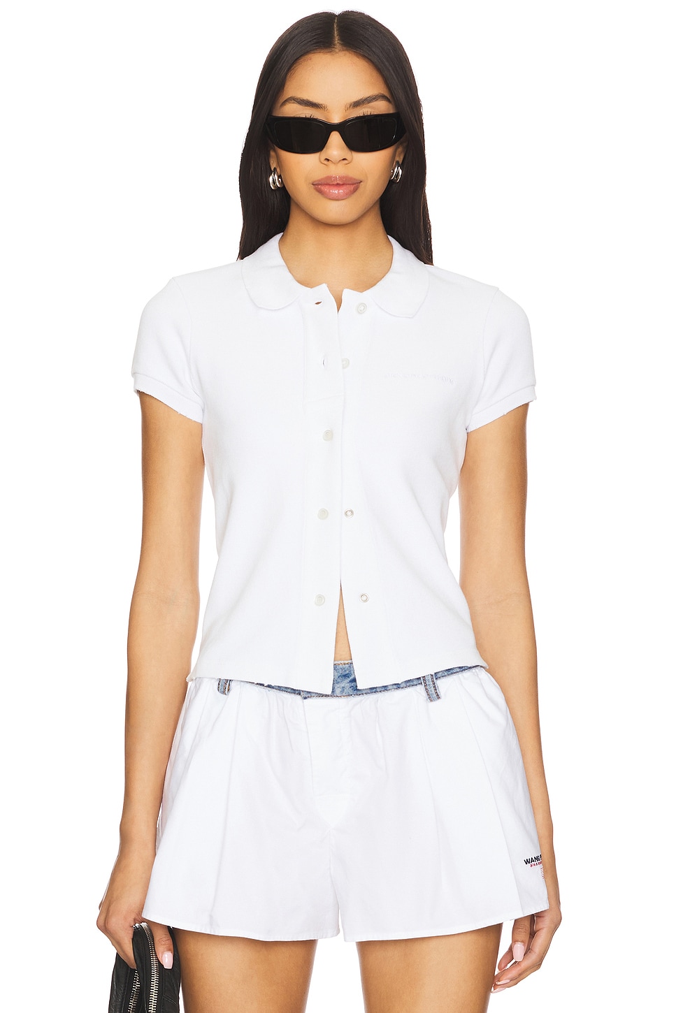 Разобранный поло-кардиган Alexander Wang, white 
Разобранный поло-кардиган Alexander Wang, white