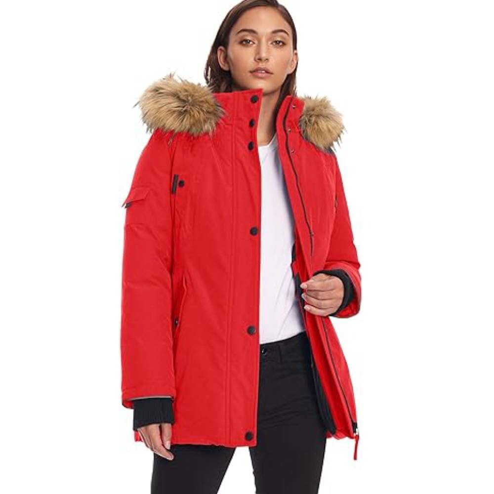 Парка с капюшоном с искусственным мехом Alpine North Vegan, красный 
Парка с капюшоном с искусственным мехом Alpine North Vegan, красный
