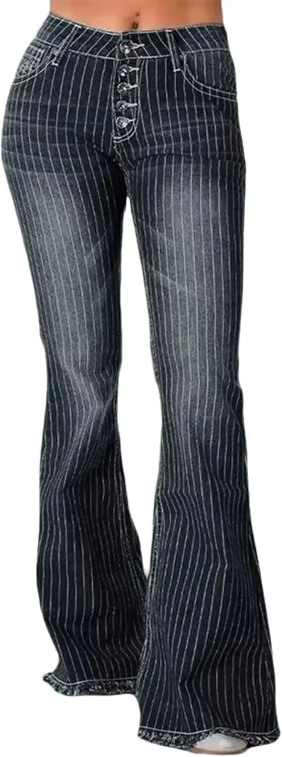 Женские джинсы-клеш с высокой талией и полоской на подоле TACSTRUN
Женские джинсы-клеш с высокой талией и полоской на подоле TACSTRUN