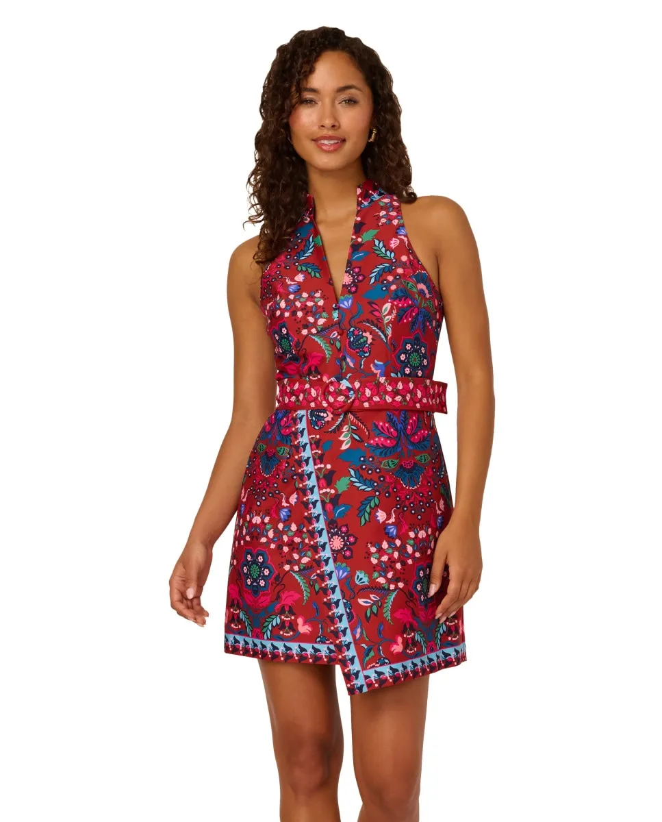 Платье с V-образным вырезом и поясом Adrianna Papell, красный/темно-синий
Платье с V-образным вырезом и поясом Adrianna Papell, красный/темно-синий