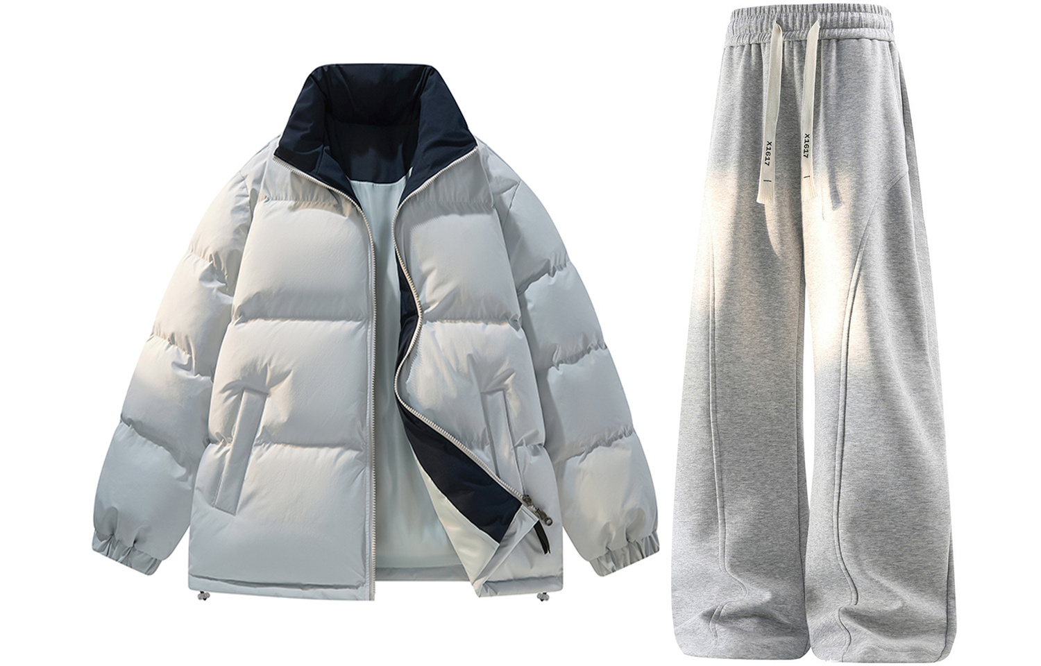 Повседневная спортивная одежда унисекс с воротником стойкой утепленная X1617, синий серый top+белый heather серый pants
Повседневная спортивная одежда унисекс с воротником стойкой утепленная X1617, синий серый top+белый heather серый pants