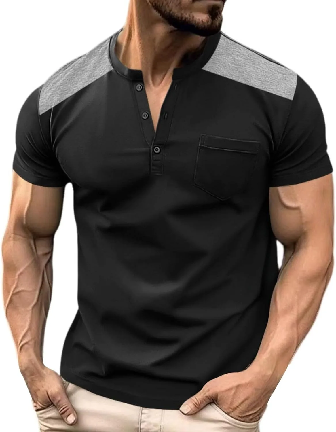 Мужская футболка хенли с коротким рукавом и карманом evzosrz
Мужская футболка хенли с коротким рукавом и карманом evzosrz