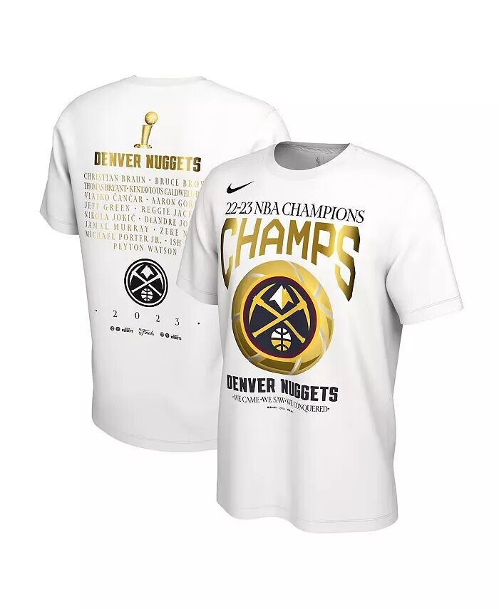 Мужская белая футболка Denver Nuggets 2023 Finals NBA Champions Celebration Lister Nike, белый
Мужская белая футболка Denver Nuggets 2023 Finals NBA Champions Celebration Lister Nike, белый