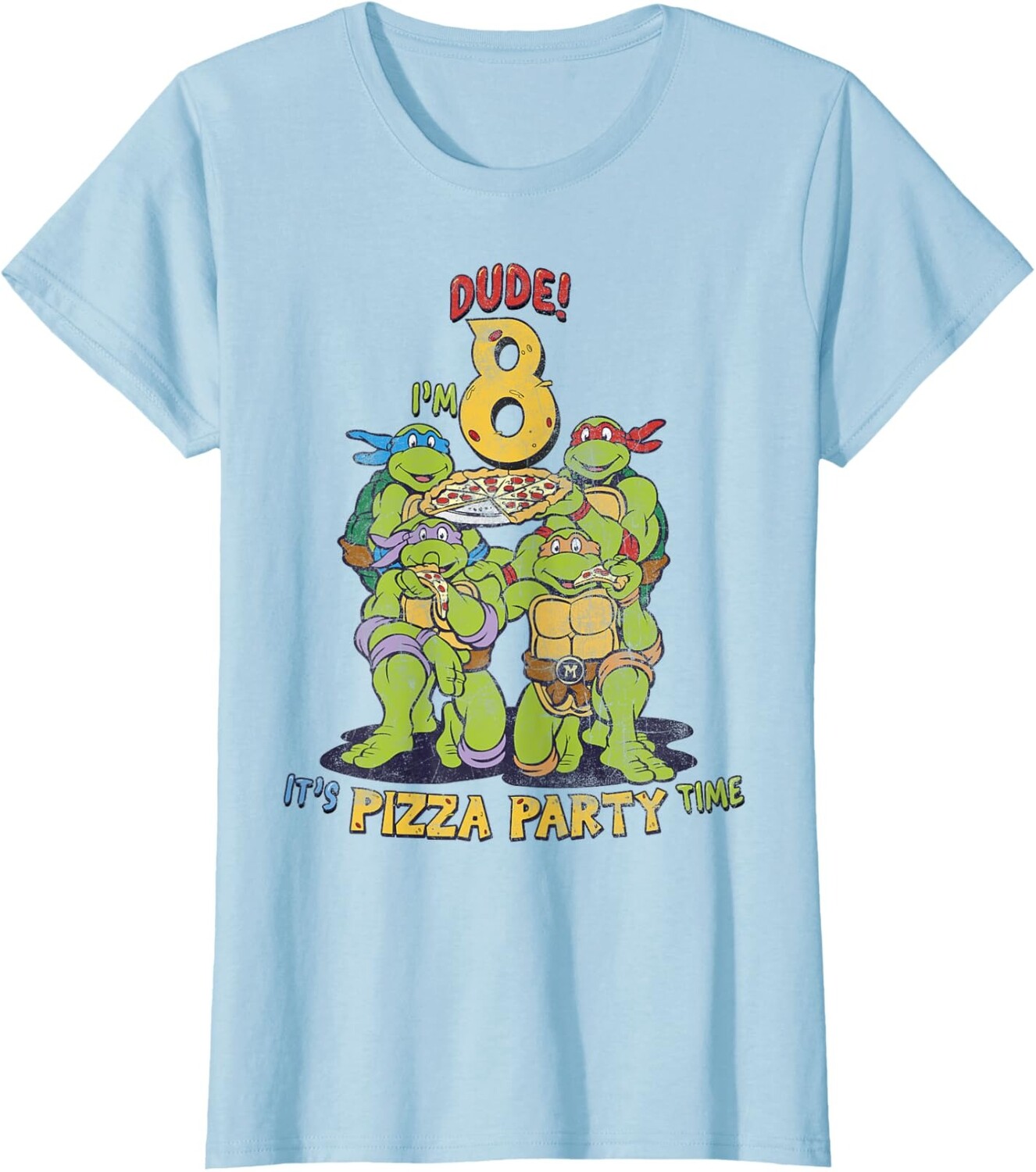 Женская футболка Teenage Mutant Ninja Turtles I'm 8 Dude Pizza Birthday Party, светло-голубой
Женская футболка Teenage Mutant Ninja Turtles I'm 8 Dude Pizza Birthday Party, светло-голубой