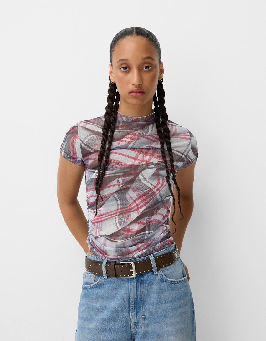 Футболка из тюля с короткими рукавами в клетку beershka x beetlejuice Bershka, серый
Футболка из тюля с короткими рукавами в клетку beershka x beetlejuice Bershka, серый