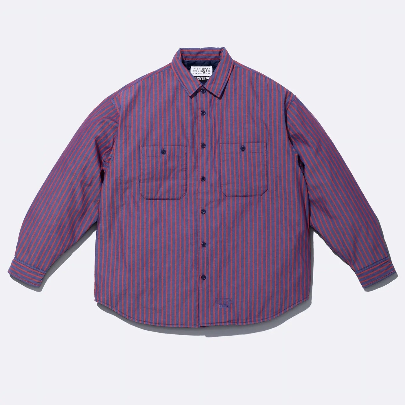 Стеганая рубашка Supreme x MM6 Maison Margiela, синий/в полоску
Стеганая рубашка Supreme x MM6 Maison Margiela, синий/в полоску