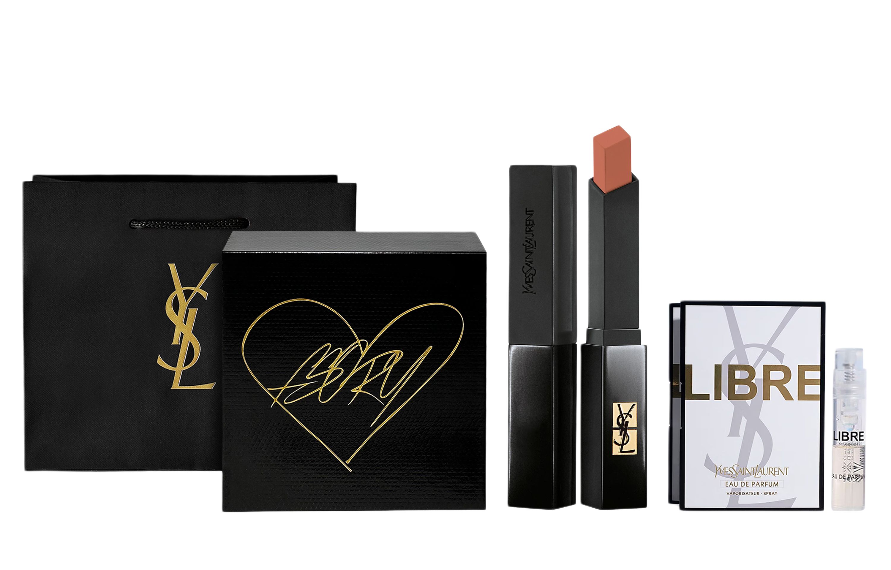 SAINT LAURENT Помада Little Gold Bar / набор помады и парфюма Little Black Stripes, велюр, натуральный оттенок, черный, золото, привилегия
SAINT LAURENT Помада Little Gold Bar / набор помады и парфюма Little Black Stripes, велюр, натуральный оттенок, черный, золото, привилегия