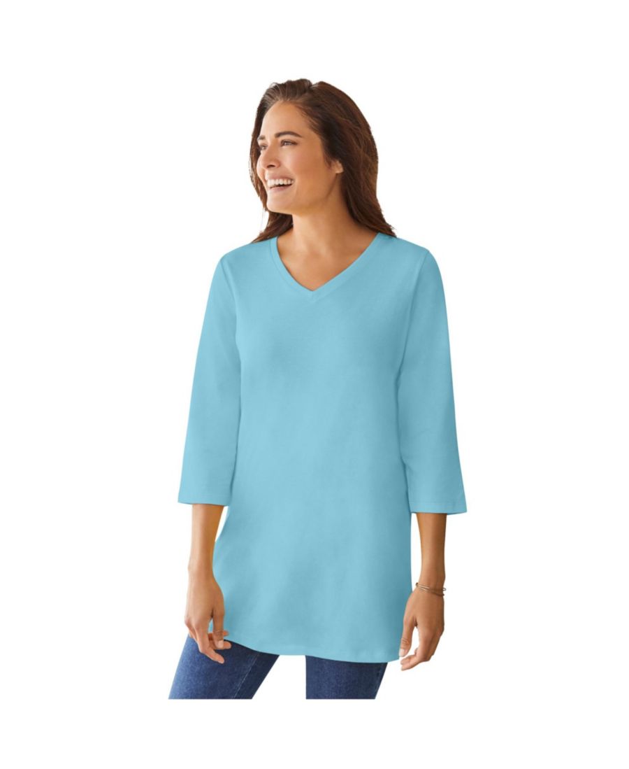 Туника больших размеров с рукавами три четверти и V-образным вырезом Woman Within, Seamist blue
Туника больших размеров с рукавами три четверти и V-образным вырезом Woman Within, Seamist blue