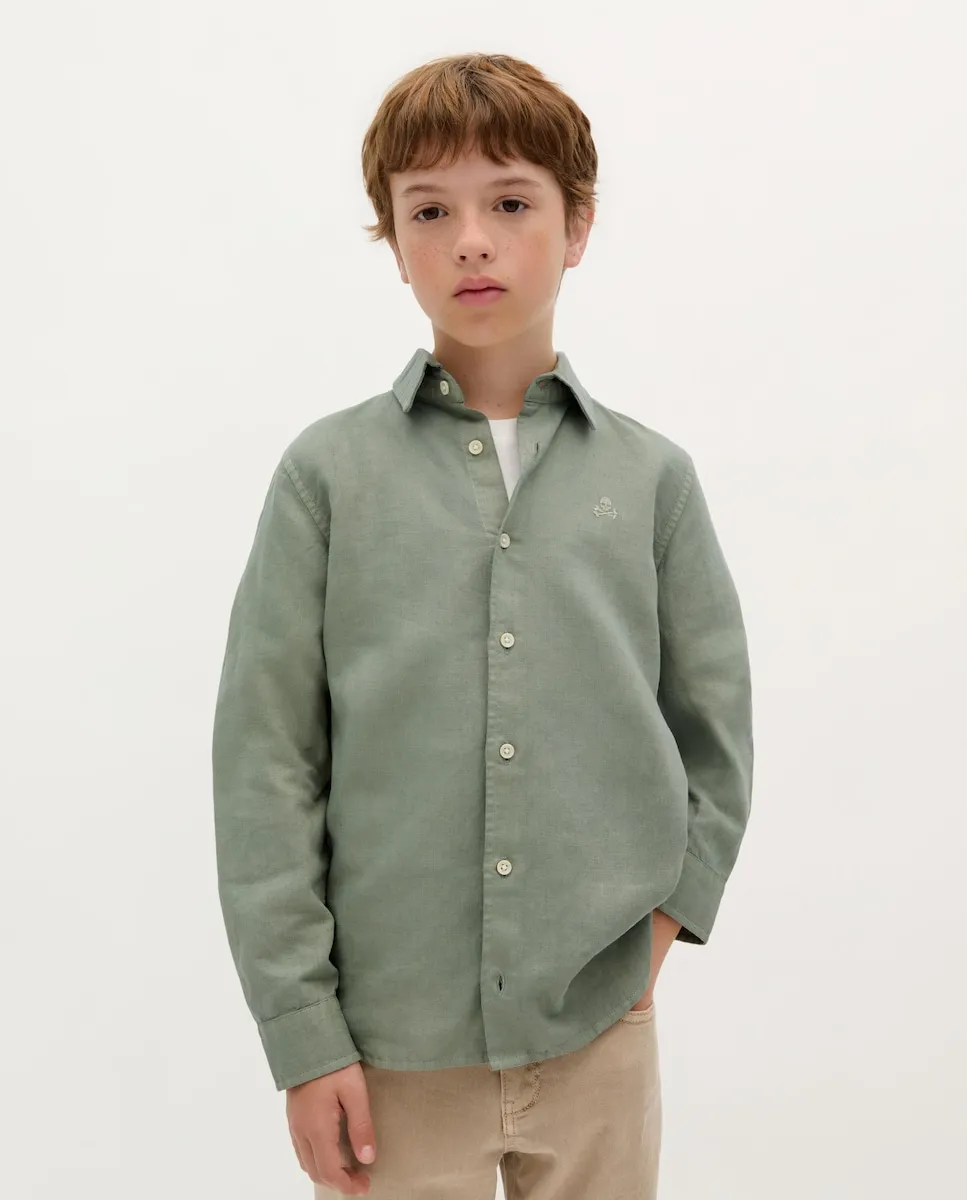 Детская рубашка с длинным рукавом и вышитым черепом Scalpers, серо-зеленый
Детская рубашка с длинным рукавом и вышитым черепом Scalpers, серо-зеленый