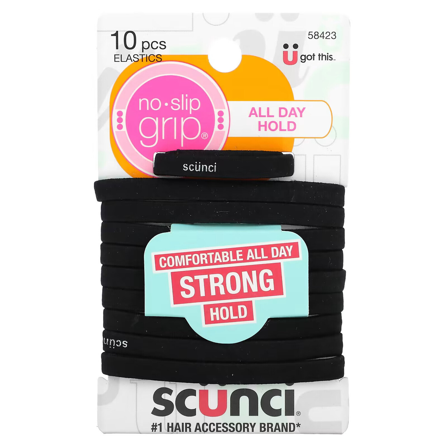 Scunci, Резинки для волос No Slip Grip, удобные, крепко удерживают волосы весь день, черные, 10 штук
Scunci, Резинки для волос No Slip Grip, удобные, крепко удерживают волосы весь день, черные, 10 штук