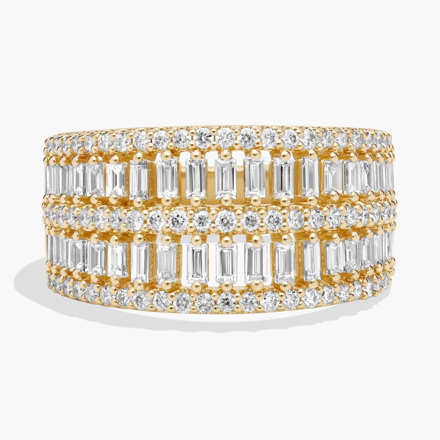 Кольцо с многорядными бриллиантами огранки «багет» из желтого золота 14 карат (1 1/4 карата) Blue Nile
Кольцо с многорядными бриллиантами огранки «багет» из желтого золота 14 карат (1 1/4 карата) Blue Nile