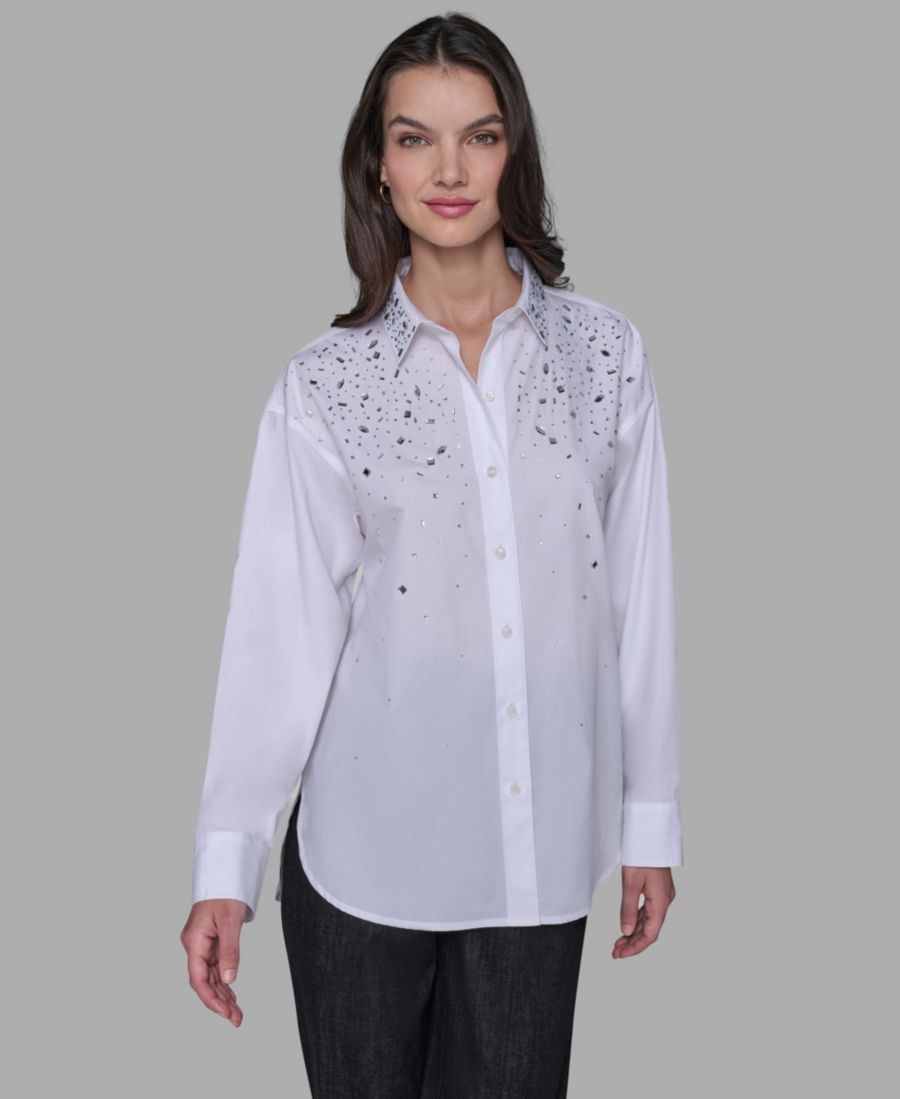 Женская блузка Hot Fix из поплина KARL LAGERFELD PARIS, Soft White
Женская блузка Hot Fix из поплина KARL LAGERFELD PARIS, Soft White