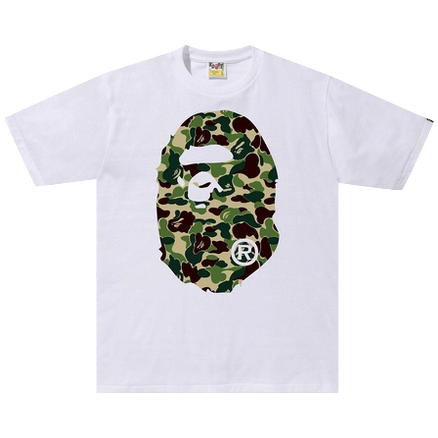 BAPE ABC Камуфляжная футболка с головой большой обезьяны, цвет Белый/Зеленый
BAPE ABC Камуфляжная футболка с головой большой обезьяны, цвет Белый/Зеленый