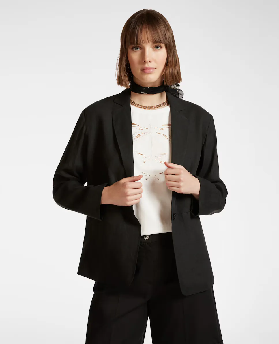 Женский льняной блейзер без подкладки Elena Miró, черный
Женский льняной блейзер без подкладки Elena Miró, черный