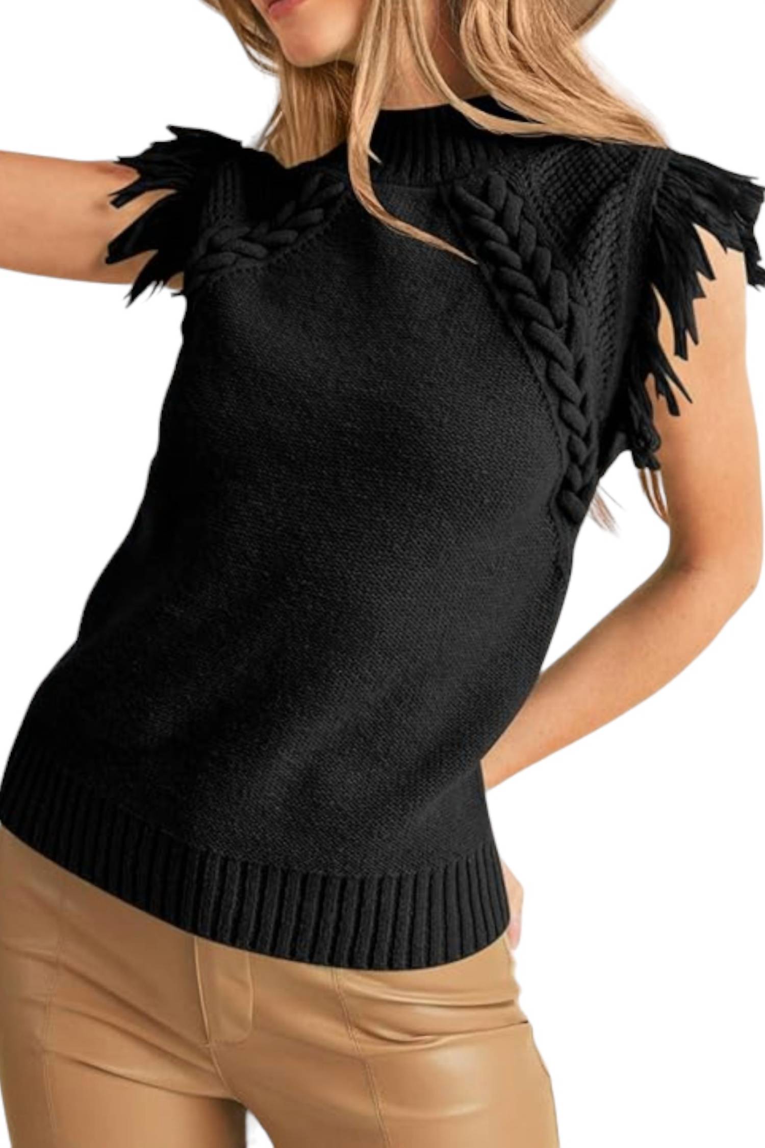 Жилет-свитер с бахромой черного цвета &merci
Жилет-свитер с бахромой черного цвета &merci