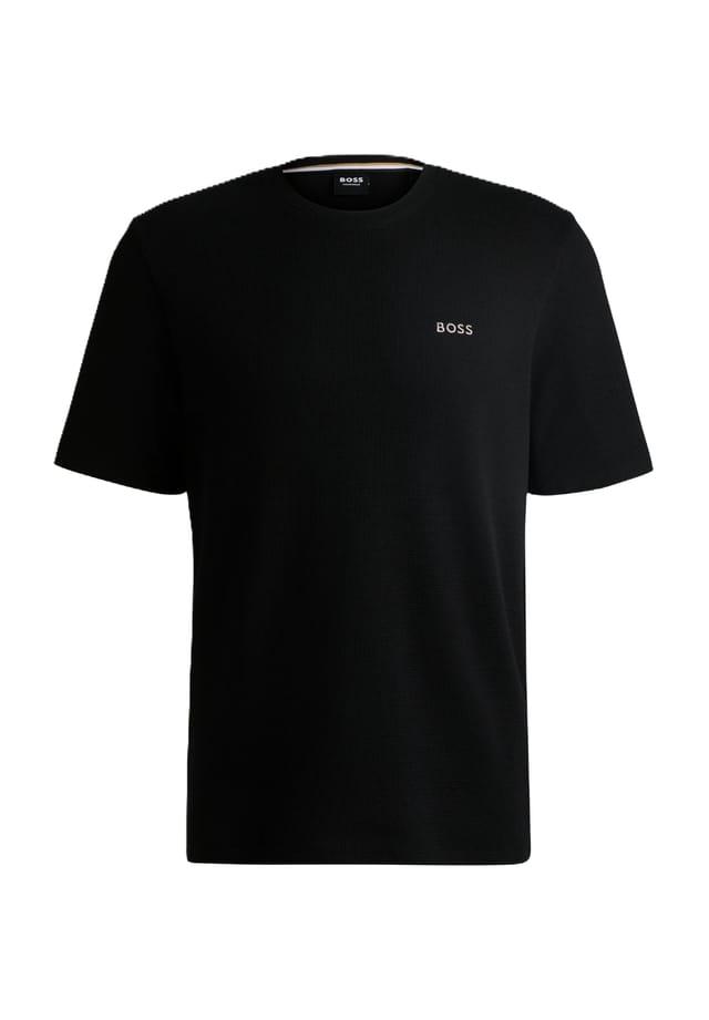 Пижамный топ с короткими рукавами из вафельной ткани с вышитым логотипом Boss, черный
Пижамный топ с короткими рукавами из вафельной ткани с вышитым логотипом Boss, черный