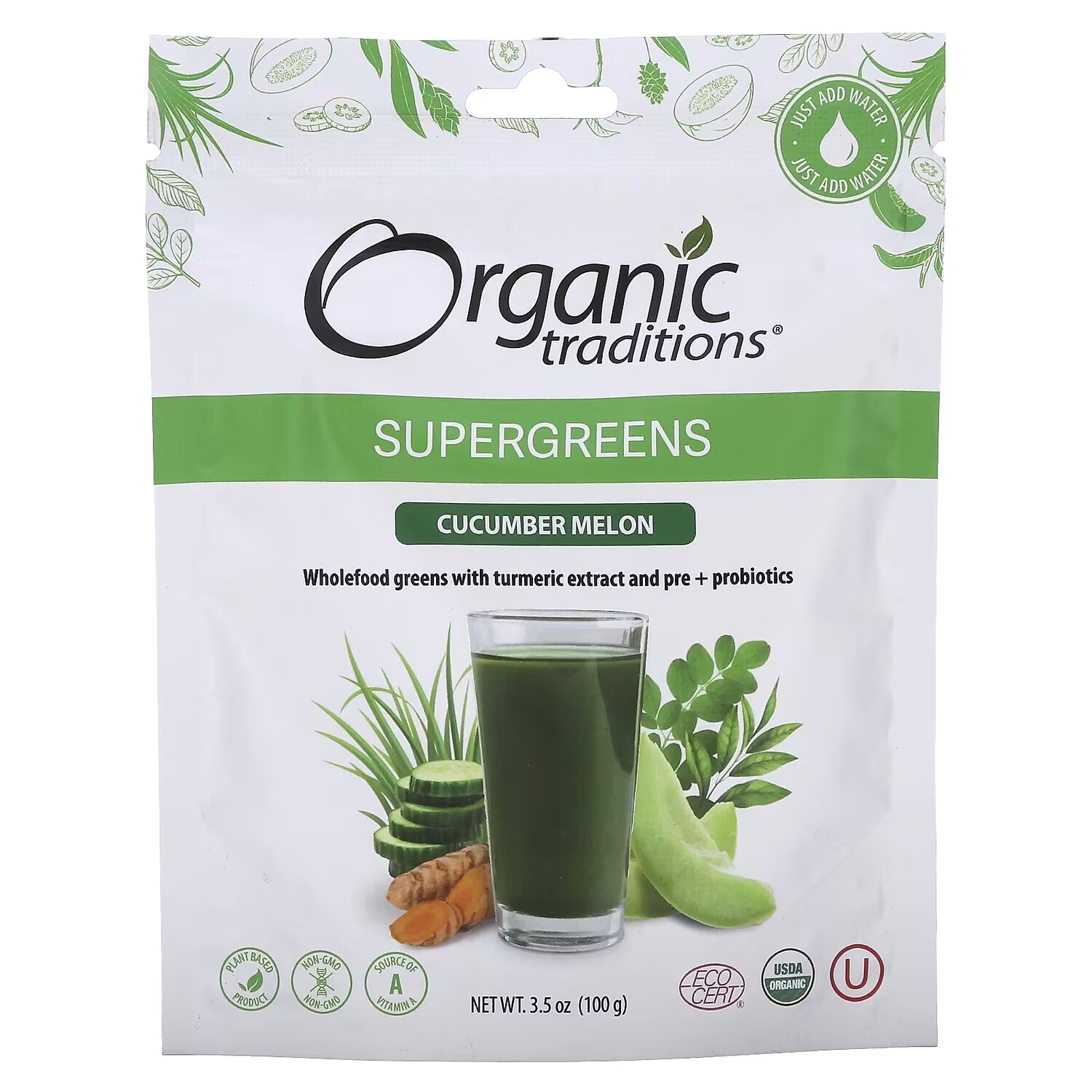 Добавка Organic Traditions Supergreens Cucumber Melon, 100 г
Добавка Organic Traditions Supergreens Cucumber Melon, 100 г