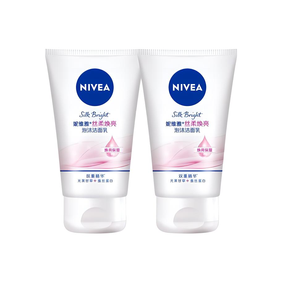 Пенка для умывания шелковая осветляющая увлажняющая очищающая 100г/100г*2 NIVEA