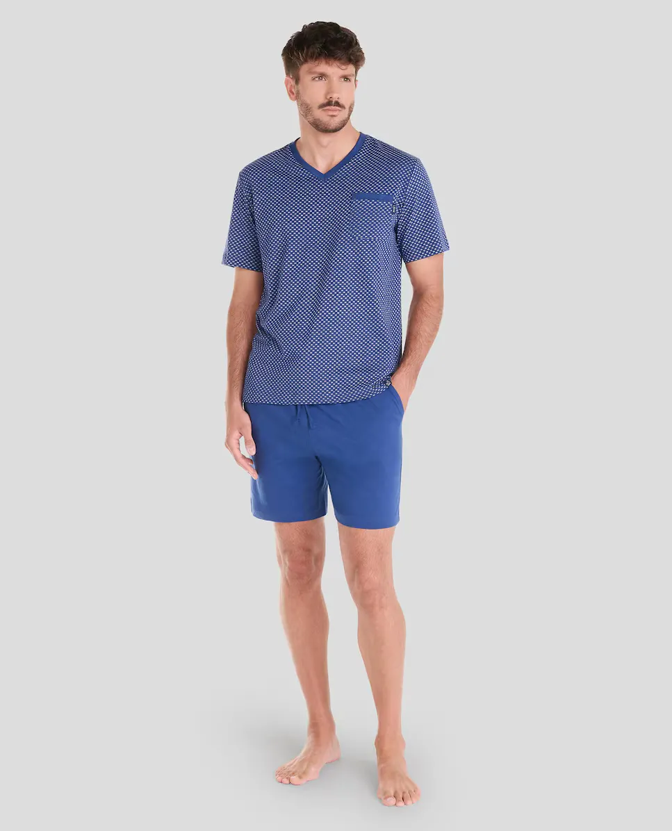 Мужская короткая пижама с принтом Lohe, темно-синий
Мужская короткая пижама с принтом Lohe, темно-синий