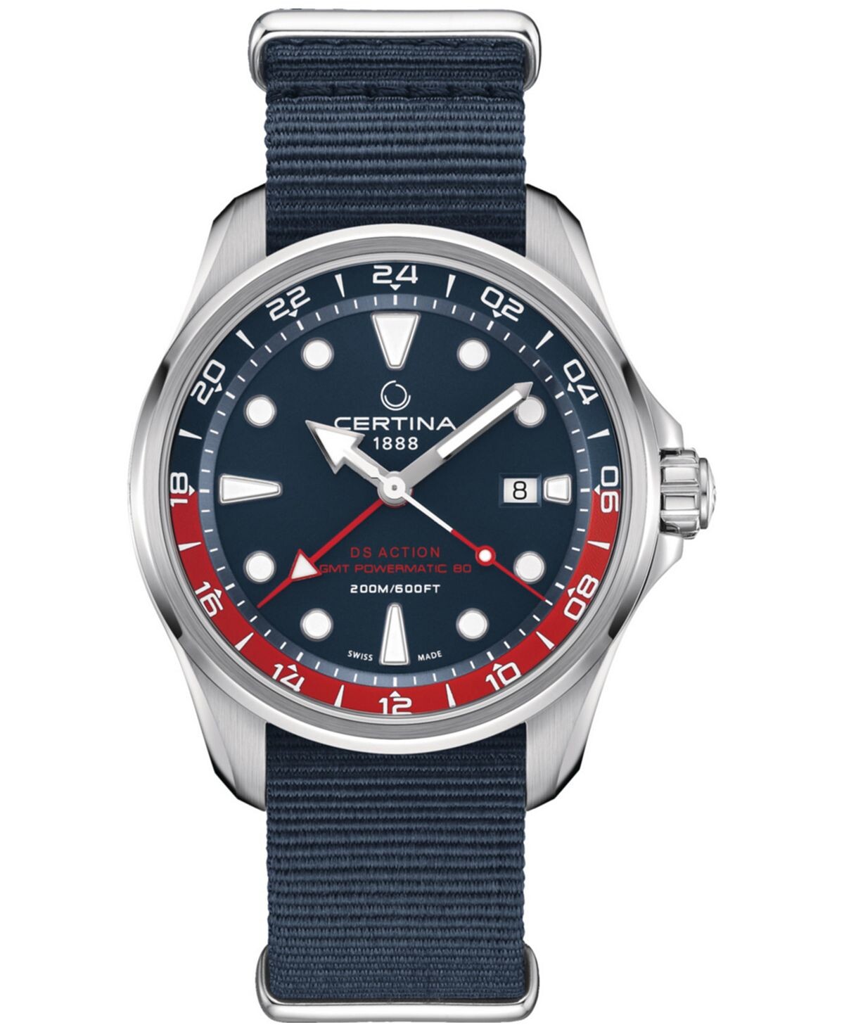 Мужские швейцарские автоматические часы DS Action GMT с синим синтетическим ремешком, 43 мм Certina
Мужские швейцарские автоматические часы DS Action GMT с синим синтетическим ремешком, 43 мм Certina