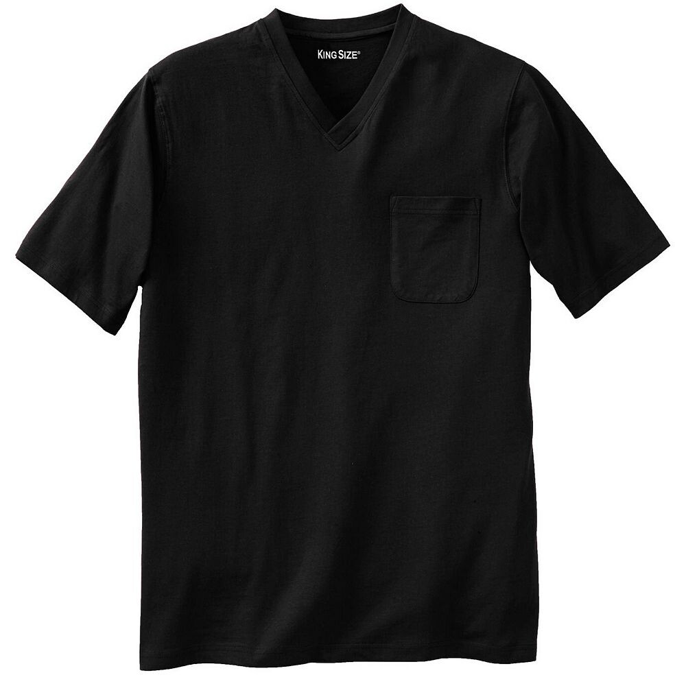 Мужская неусадочная легкая футболка Kingsize Big & Tall с карманами и v-образным вырезом KingSize, черный 
Мужская неусадочная легкая футболка Kingsize Big & Tall с карманами и v-образным вырезом KingSize, черный