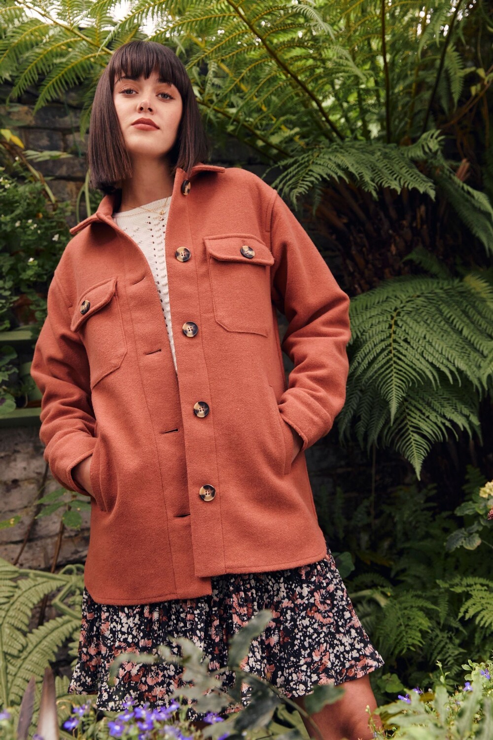 Однотонная куртка-рубашка FatFace Thea Fat Face, коричневый 
Однотонная куртка-рубашка FatFace Thea Fat Face, коричневый