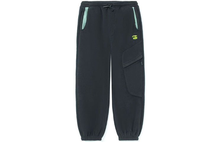 Спортивная модная коллекция трикотажные спортивные штаны унисекс черные Lining, черный