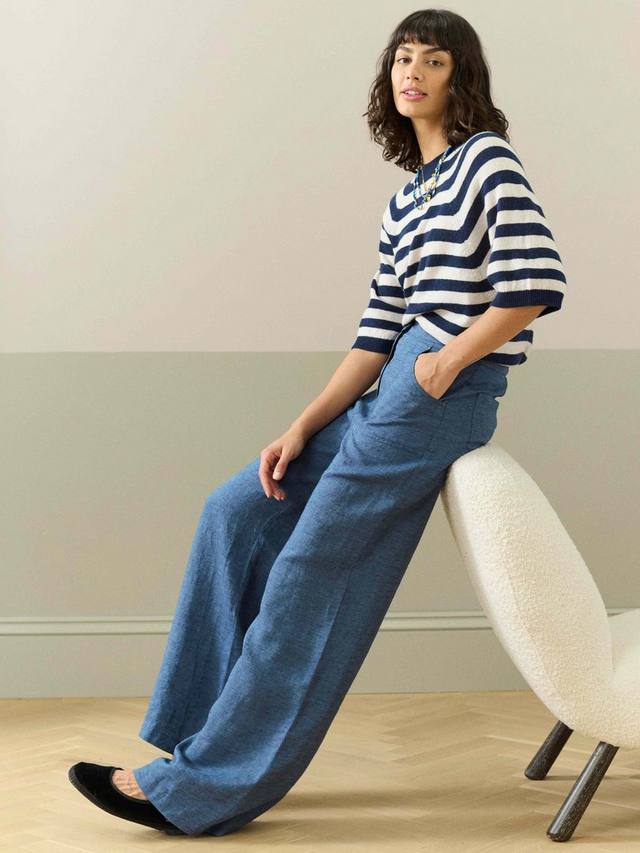 Широкие брюки из чистого льна с перекрестным переплетением нитей Brora, синий
Широкие брюки из чистого льна с перекрестным переплетением нитей Brora, синий