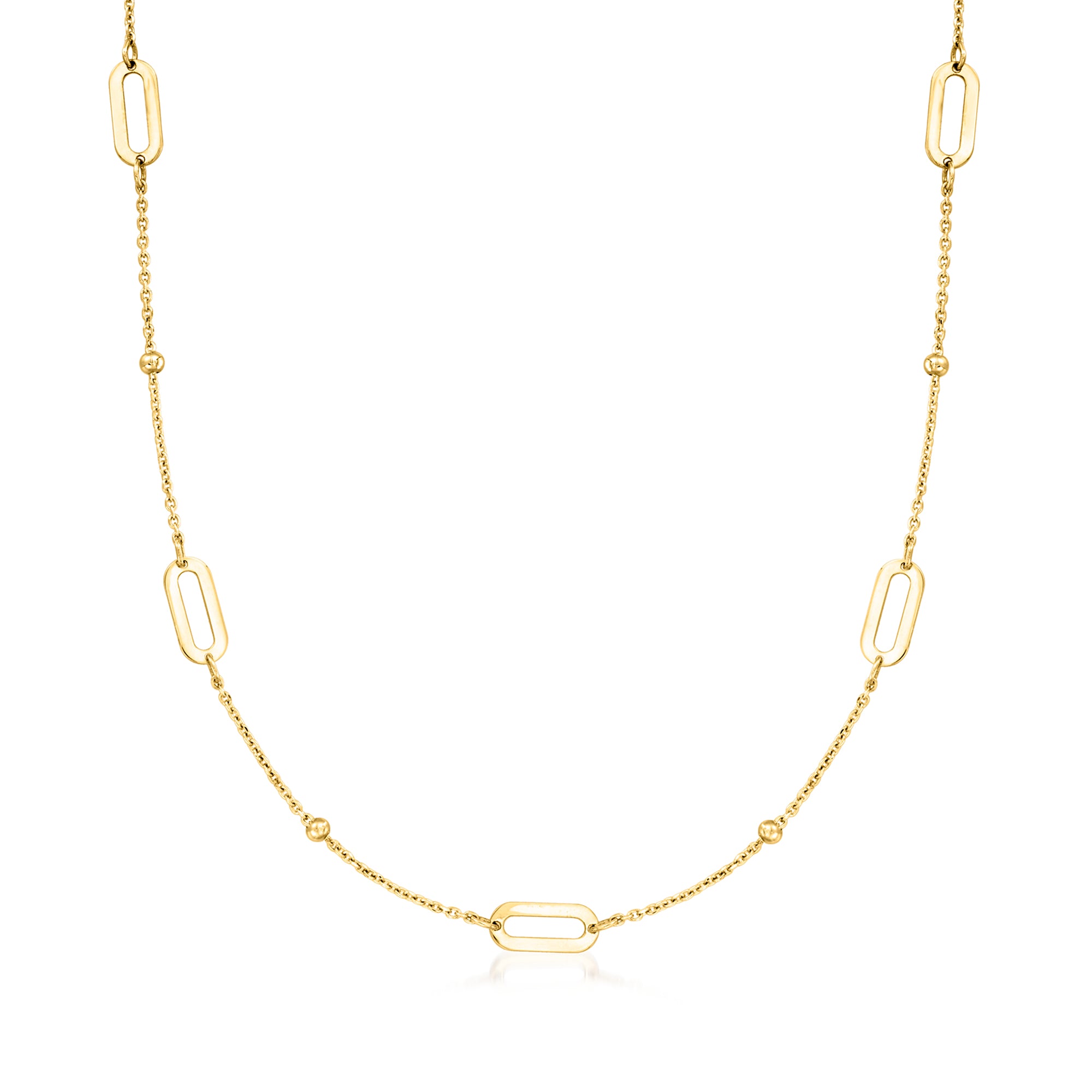 Ожерелье RS Pure от Ross-Simons из итальянского 14-каратного желтого золота с бусинами и скрепками Rs Pure, 16 In
Ожерелье RS Pure от Ross-Simons из итальянского 14-каратного желтого золота с бусинами и скрепками Rs Pure, 16 In