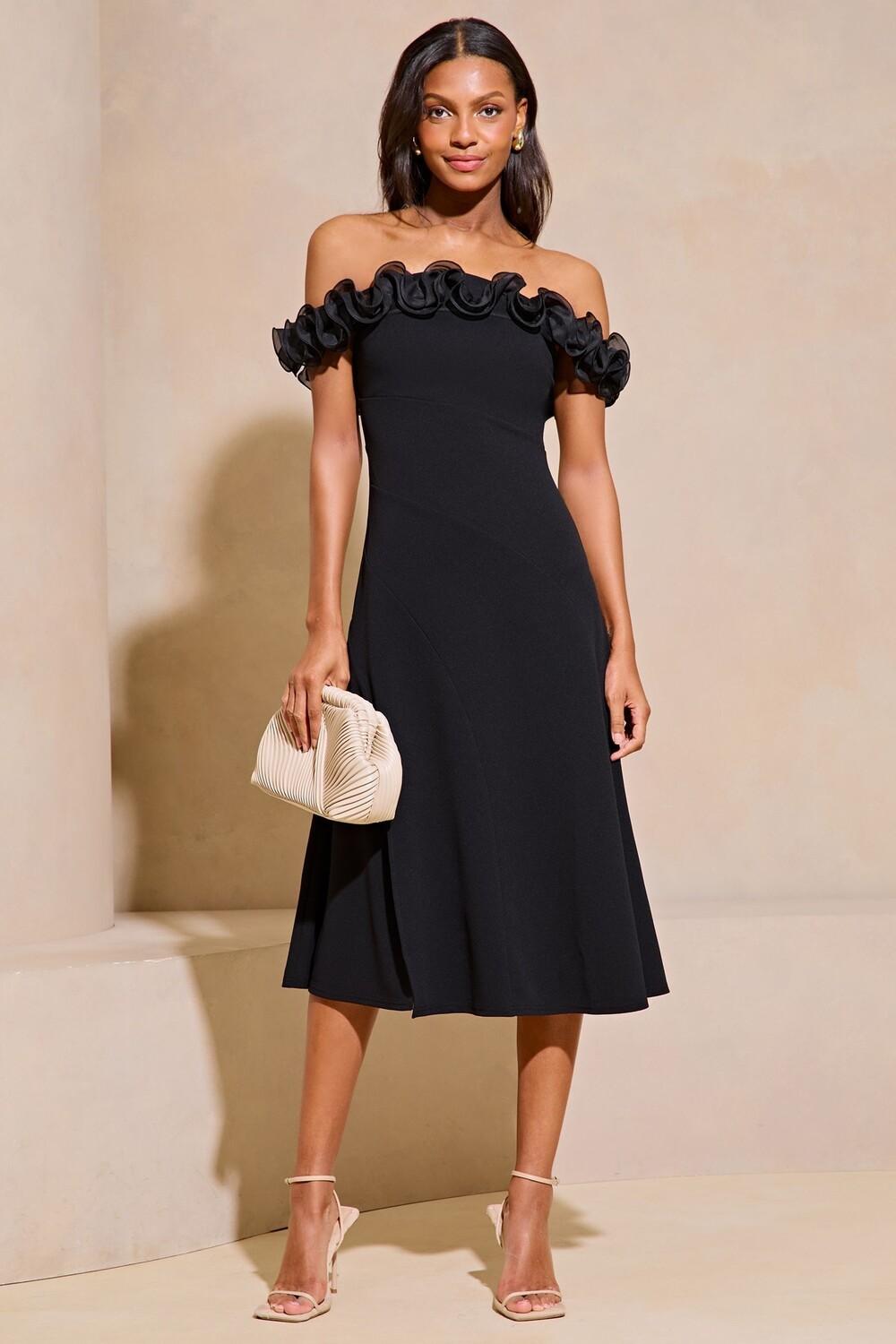 Платье миди с оборками и расклешенным лифом Lipsy, черный
Платье миди с оборками и расклешенным лифом Lipsy, черный