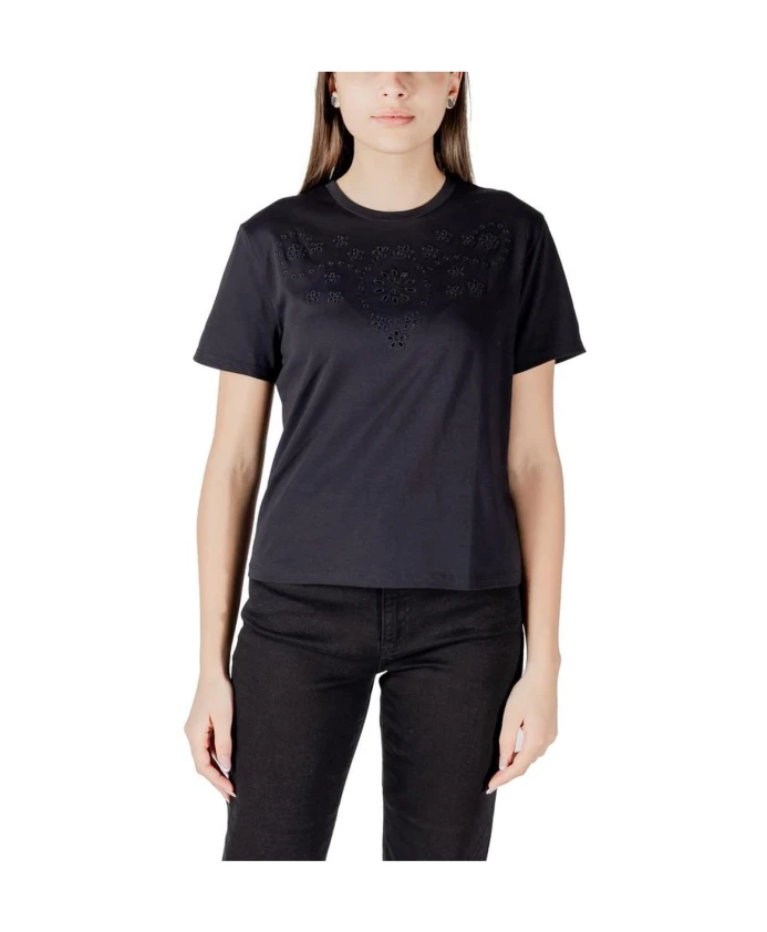 Черная хлопковая футболка с круглым вырезом Jacqueline De Yong, черный
Черная хлопковая футболка с круглым вырезом Jacqueline De Yong, черный