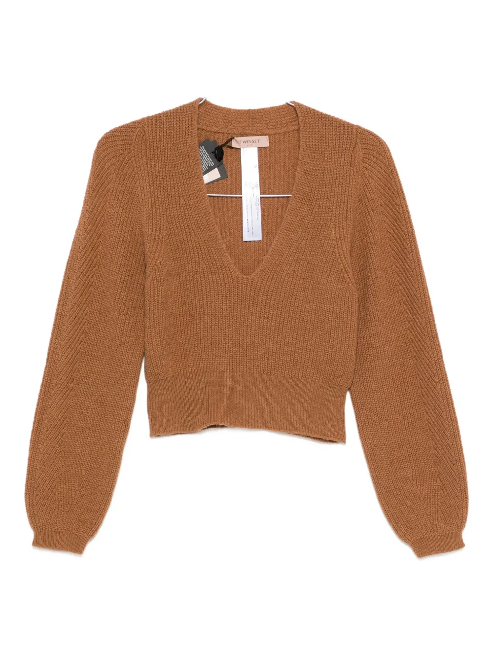 Свитер с V-образным вырезом Twinset, коричневый
Свитер с V-образным вырезом Twinset, коричневый