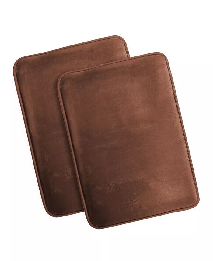 Нескользящий, ультрамягкий плюшевый коврик для ванной из пены с эффектом памяти — маленький, 17 x 24 дюйма — 2 шт Clara Clark, коричневый