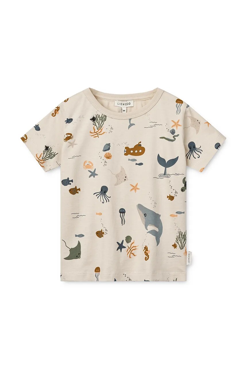 Детская хлопковая футболка Футболка с короткими рукавами с принтом Apia Liewood, бежевый 
Детская хлопковая футболка Футболка с короткими рукавами с принтом Apia Liewood, бежевый