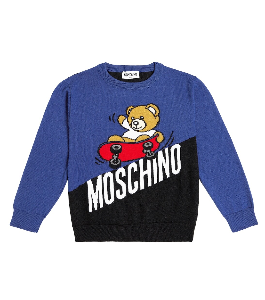 Свитер из хлопка и шерсти с логотипом Moschino, синий
Свитер из хлопка и шерсти с логотипом Moschino, синий