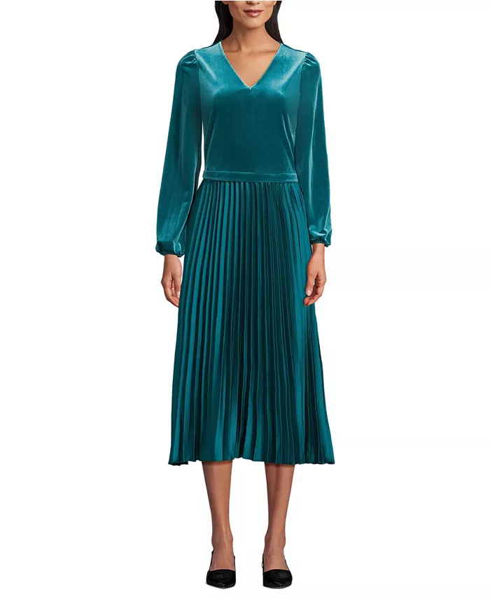 Женское платье-миди «Дуэт» из бархата и атласа Lands' End, синий
Женское платье-миди «Дуэт» из бархата и атласа Lands' End, синий