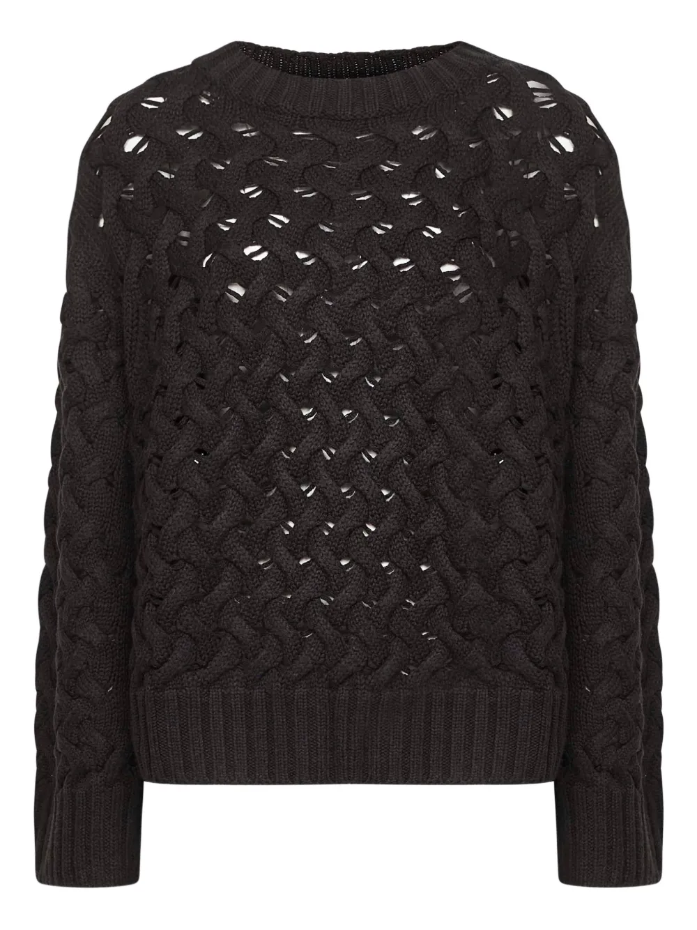 Свитер ажурной вязки с косами P.A.R.O.S.H., коричневый
Свитер ажурной вязки с косами P.A.R.O.S.H., коричневый