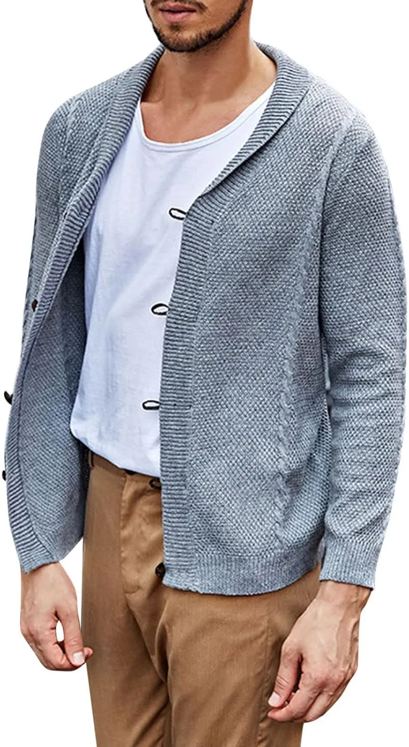 Мужской кардиган с крупной вязкой и кнопками-лягушками
Мужской кардиган с крупной вязкой и кнопками-лягушками