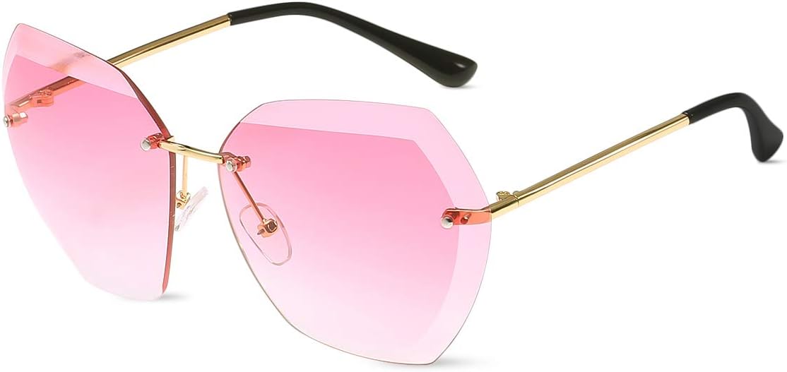 Солнцезащитные очки без оправы большого размера для женщин, прозрачные, с градиентным покрытием, линзы с алмазной огранкой, металлическая оправа, защита от УФ-излучения UV400, уличные, с застежкой-пряжкой LumiSyne, Rose Red/Gold
Солнцезащитные очки без оправы большого размера для женщин, прозрачные, с градиентным покрытием, линзы с алмазной огранкой, металлическая оправа, защита от УФ-излучения UV400, уличные, с застежкой-пряжкой LumiSyne, Rose Red/Gold