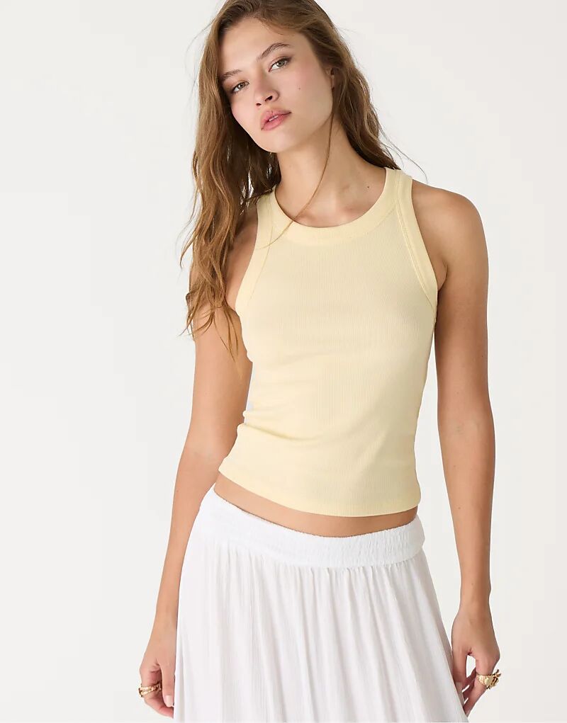 Ребристый жилет Stradivarius пастельно-желтого цвета
Ребристый жилет Stradivarius пастельно-желтого цвета