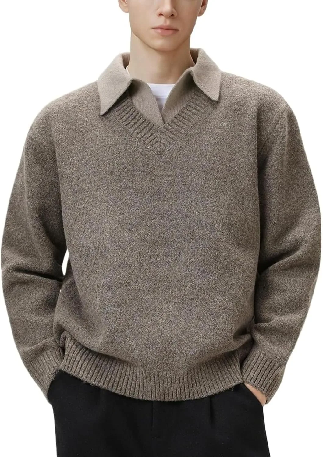 Мужской свитер с контрастным воротником Casual Knit Pullover
Мужской свитер с контрастным воротником Casual Knit Pullover